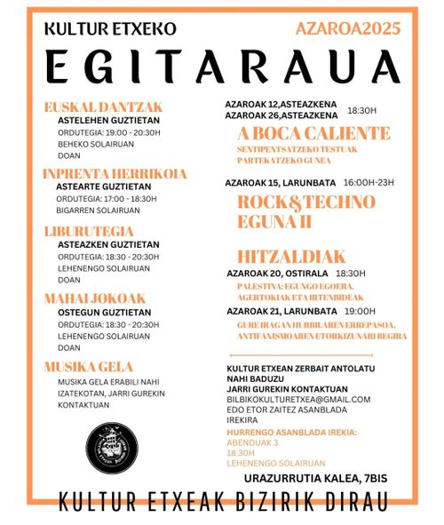 BILBO ZAHARREKO KULTUR ETXEA ASANBLADA IREKIA 