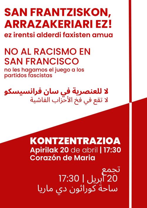 ¡NO AL RACISMO EN SAN FRANCISCO!