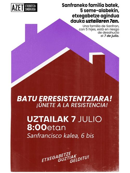 SAN FRAN ETA ALDE ZAHARREKO BI FAMILIA,9 ADINGABE TARTEKO, ETXEGABETU NAHI DITUZTE!