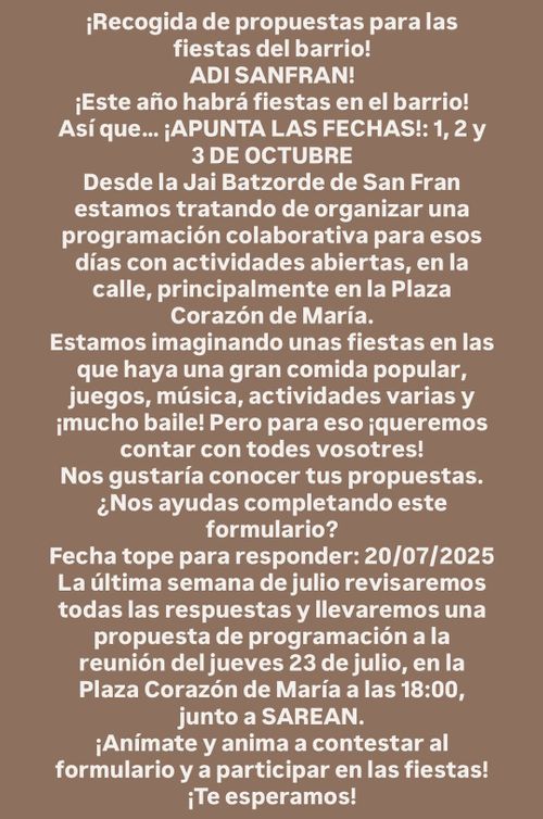 FORMULARIO DE PROPUESTAS SAN FRANCISKOKO JAIAK