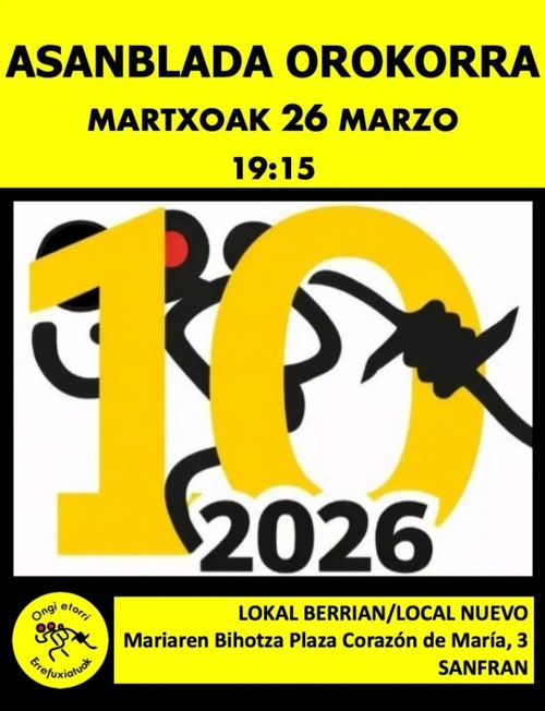 ONGI ETORRI ERREFUXIATUA ASANBLADA 