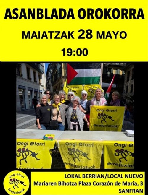 ONGI ETORRI ERREFUXIATUA ASANBLADA IREKIA 