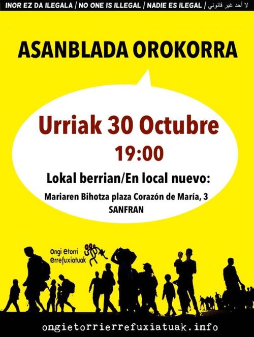 ONGI ETORRI ERREFUXIATUA ASANBLADA IREKIA 