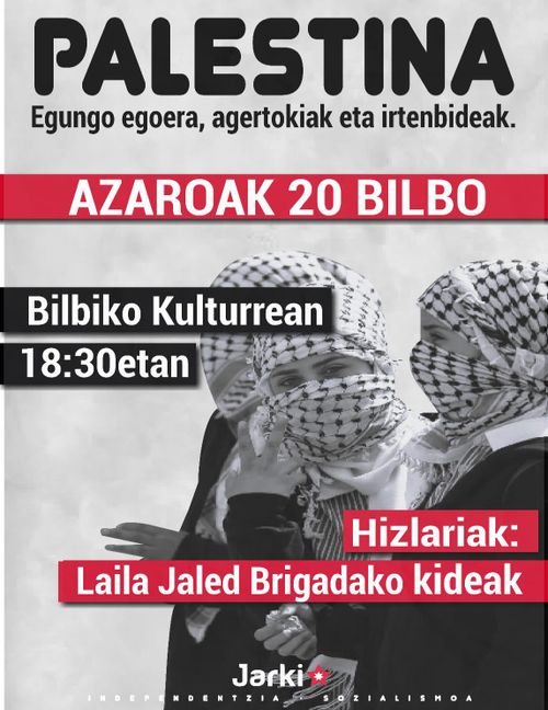 PALESTINA: EGUNGO EGOERA AGERTOKIAK ETA INTENBIDEAK