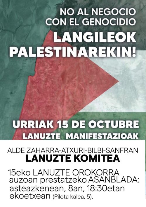 NO AL NEGOCIO CON EL GENOCIDIO LANGILEOK PALESTINAREKIN!