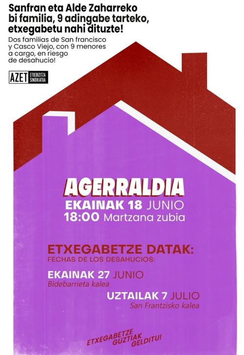SAN FRAN ETA ALDE ZAHARREKO BI FAMILIA,9 ADINGABE TARTEKO, ETXEGABETU NAHI DITUZTE!